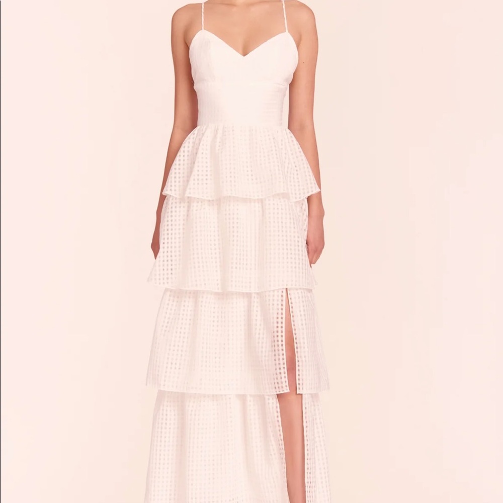 Amanda Uprichard Thaddea Tiered Maxi Dress White Large